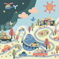Fun Town, Multi Mural Wallpaper - pure wallpaper artwork