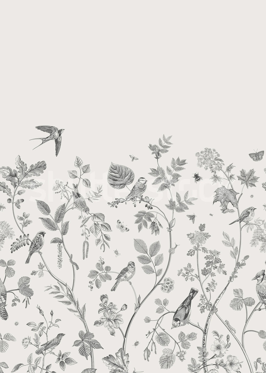 Spring Day, Graphite Mural Wallpaper