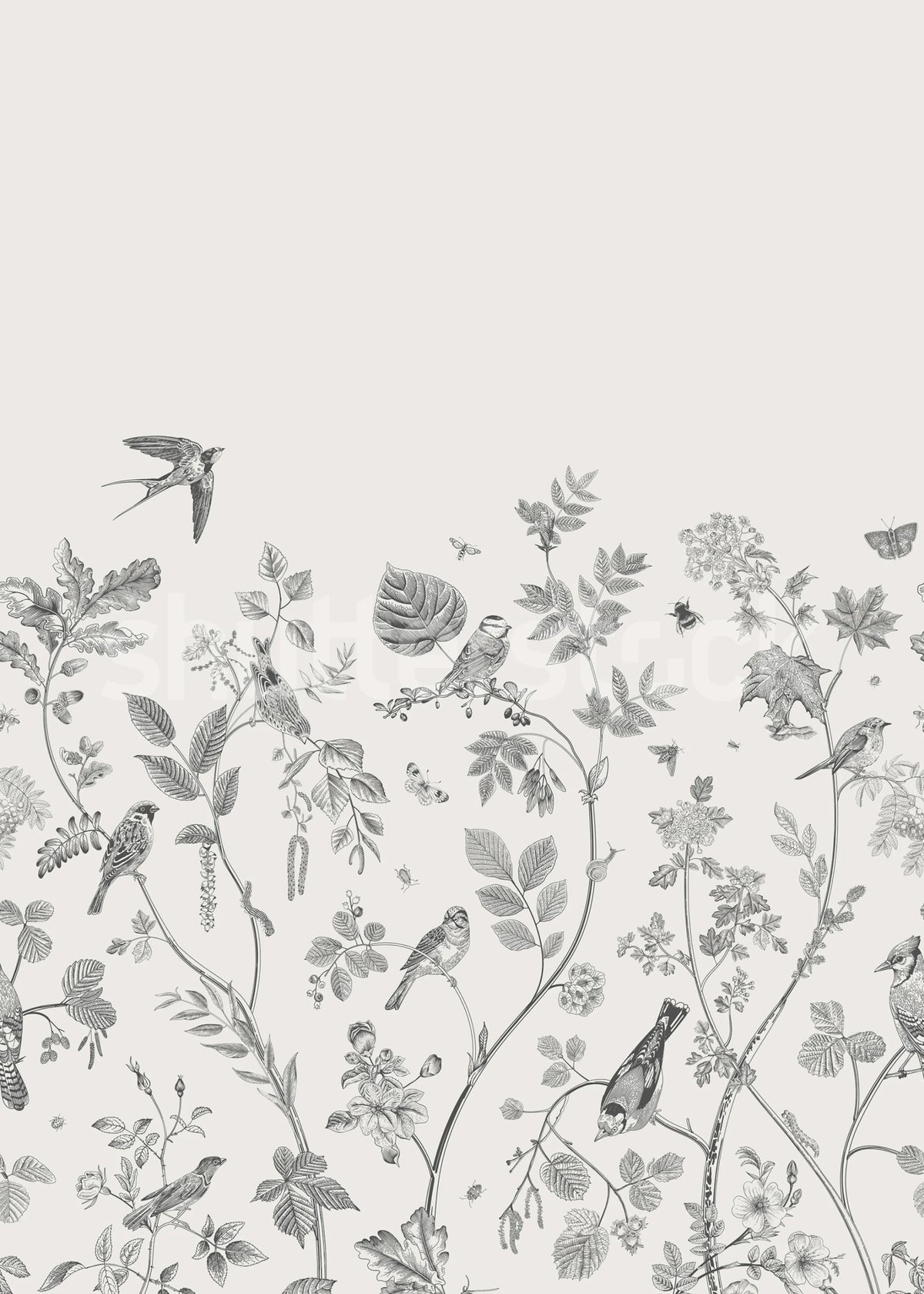 Spring Day, Graphite Mural Wallpaper - pure wallpaper artwork