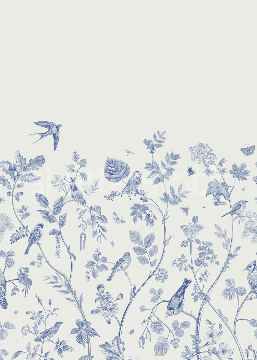 Spring Day, Blue Mural Wallpaper
