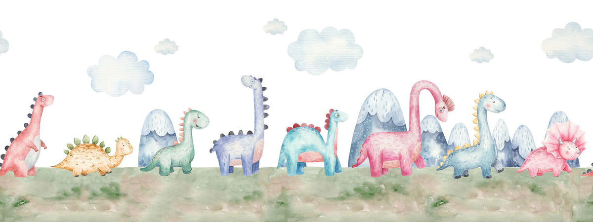 Dinosaur Stroll, Multi Mural Wallpaper - pure wallpaper artwork