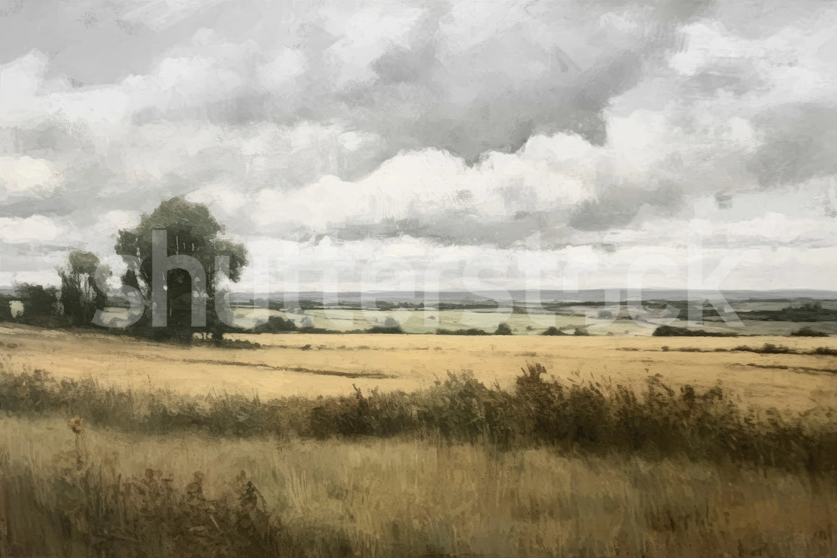 Landscape Painting, Beige Mural Wallpaper - pure wallpaper artwork