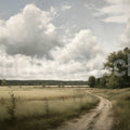 Country Road Painting, Beige Mural Wallpaper - pure wallpaper artwork