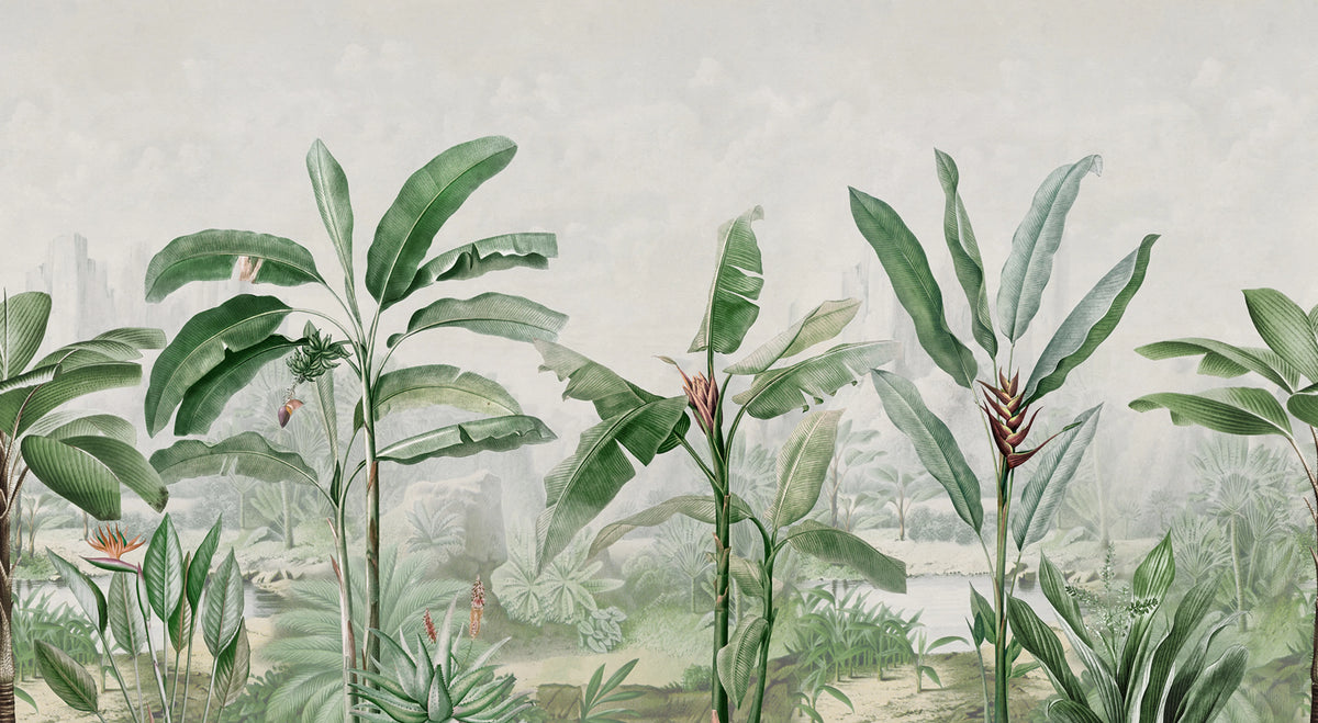 Tropical Palms, Green Mural Wallpaper - pure wallpaper artwork