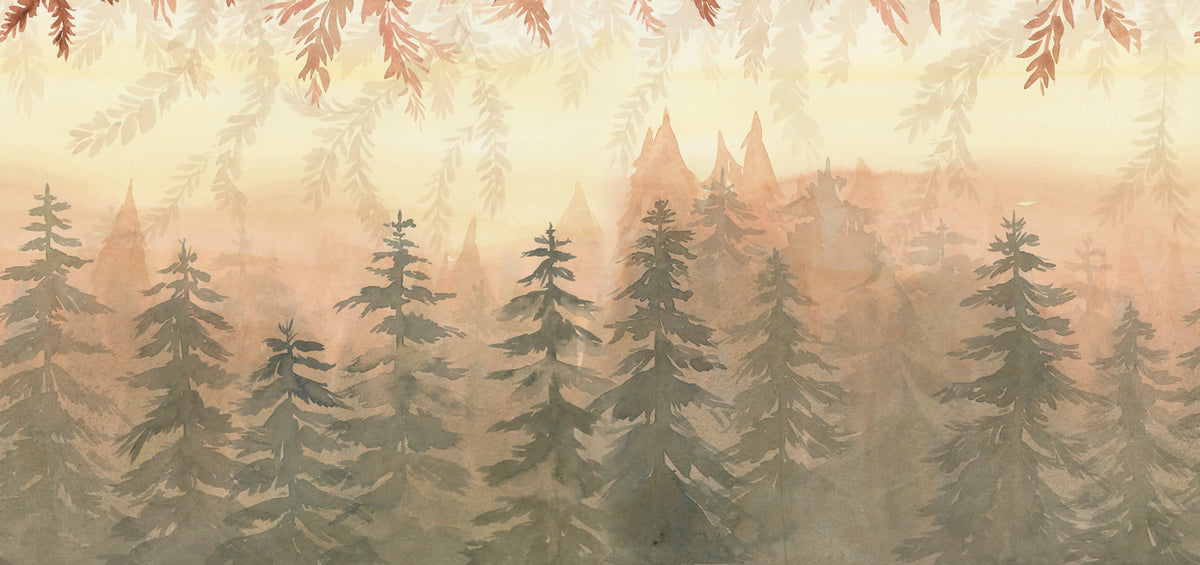 Watercolor Forest‚ Dawn Mural Wallpaper - pure wallpaper artwork