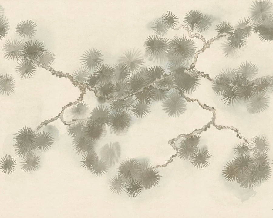 Pine Branch, Beige Mural Wallpaper