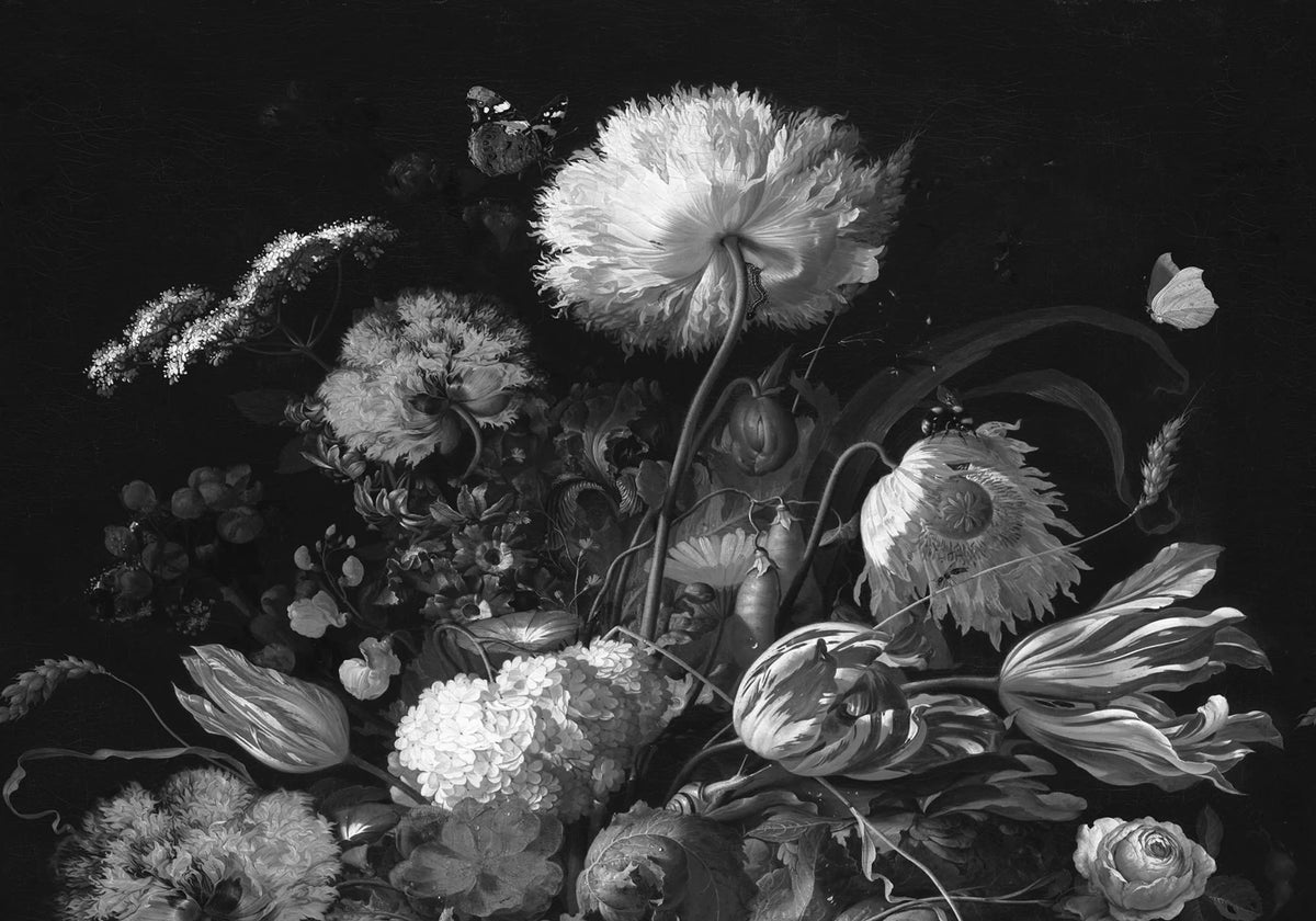 Bold Bouquet, Black Mural Wallpaper - pure wallpaper artwork