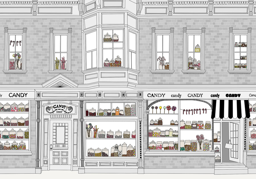 Candyshop, Gray Mural Wallpaper