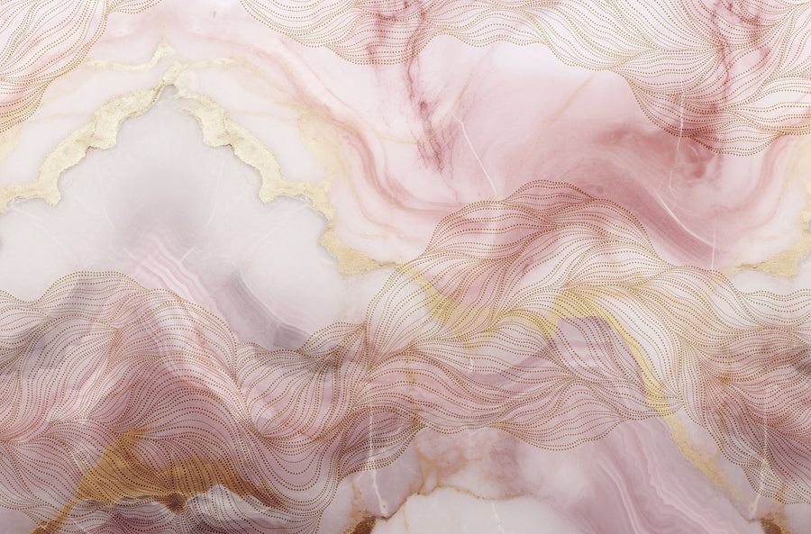 Opulence Dots, Pink Marble Mural Wallpaper