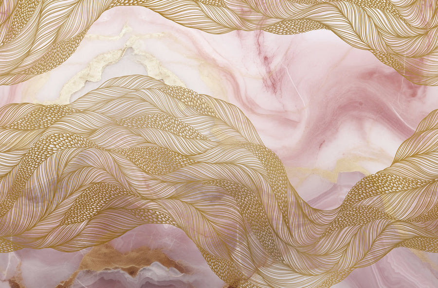 Opulence Flow, Pink Marble Mural Wallpaper