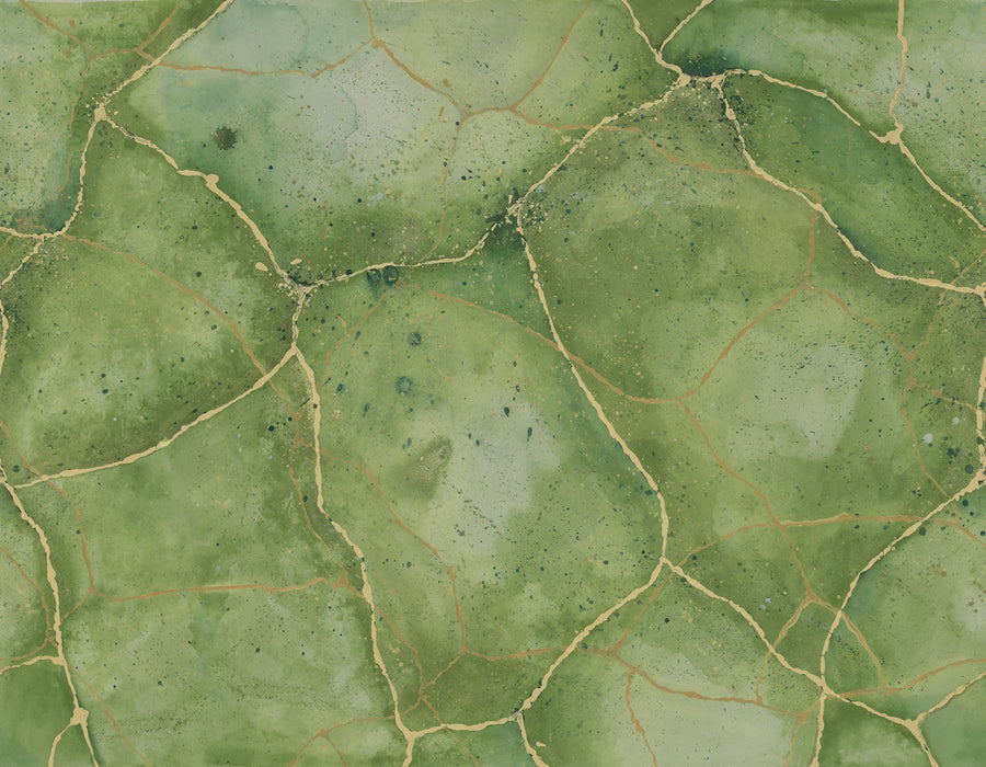 Marble Watercolor, Green Mural Wallpaper