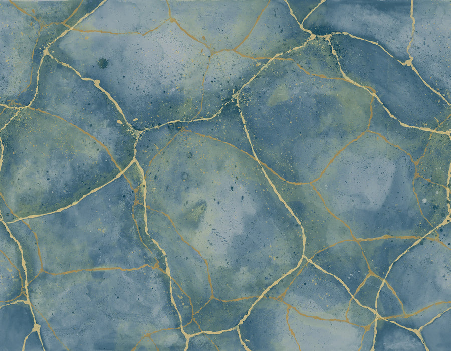 Marble Watercolor, Blue Mural Wallpaper