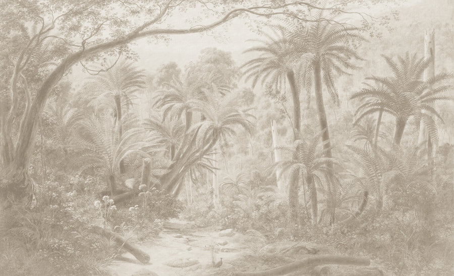 Palm Landscape, Beige Mural Wallpaper