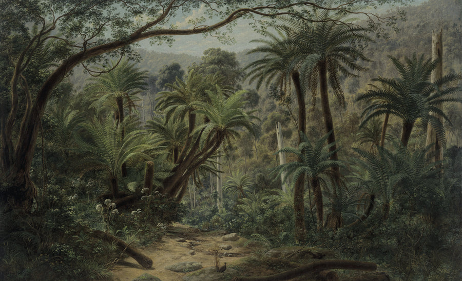 Palm Landscape, Green Mural Wallpaper