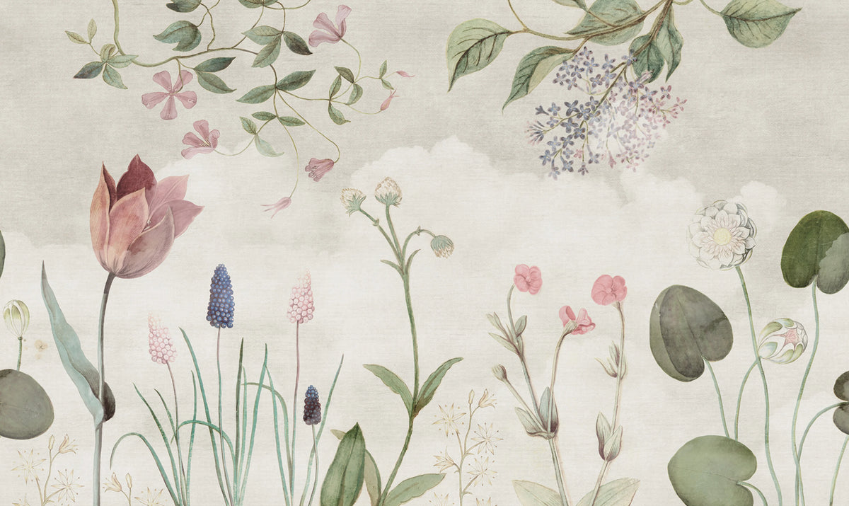 Floral Nostalgia, Pastel Mural Wallpaper - pure wallpaper artwork