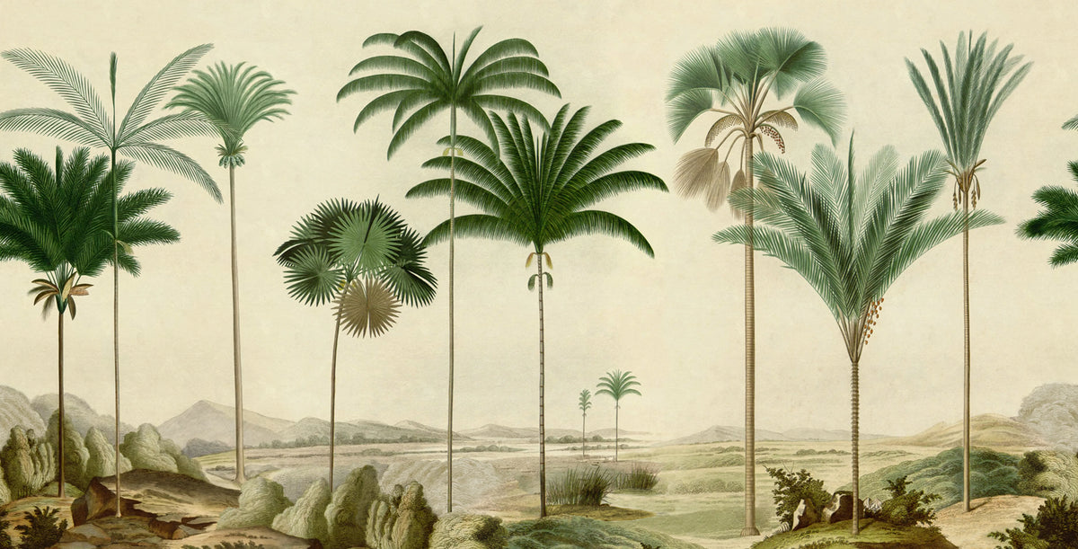 Vintage Palms, Green Mural Wallpaper - pure wallpaper artwork