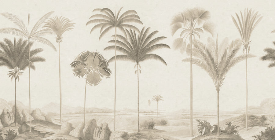 Vintage Palms, Beige Mural Wallpaper