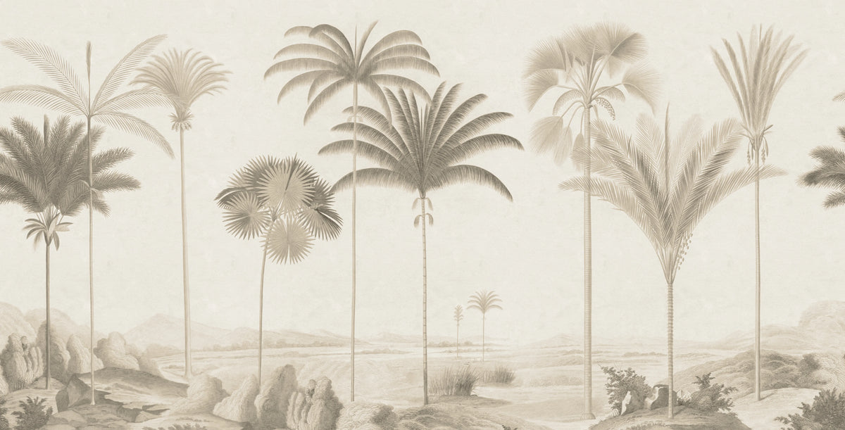 Vintage Palms, Beige Mural Wallpaper - pure wallpaper artwork