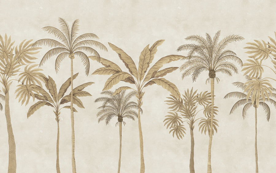 Golden Palms, Beige Mural Wallpaper