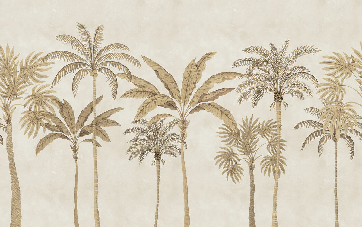 Golden Palms, Beige Mural Wallpaper - pure wallpaper artwork