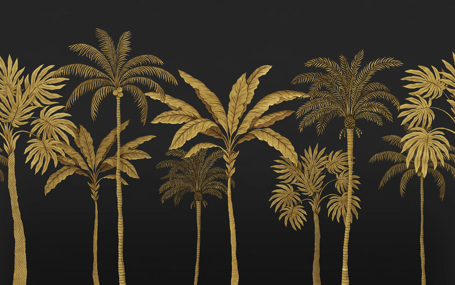 Golden Palms, Black Mural Wallpaper