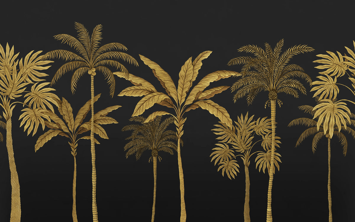 Golden Palms, Black Mural Wallpaper - pure wallpaper artwork