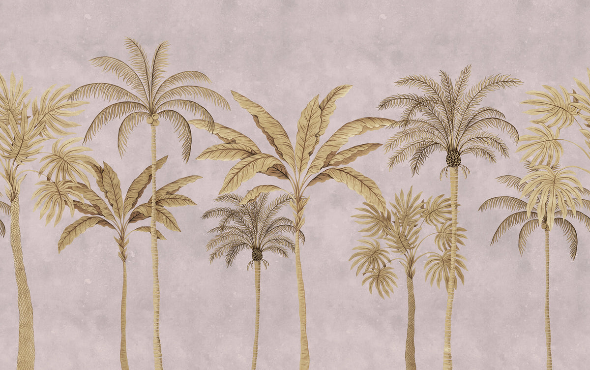 Golden Palms, Pink Mural Wallpaper - pure wallpaper artwork