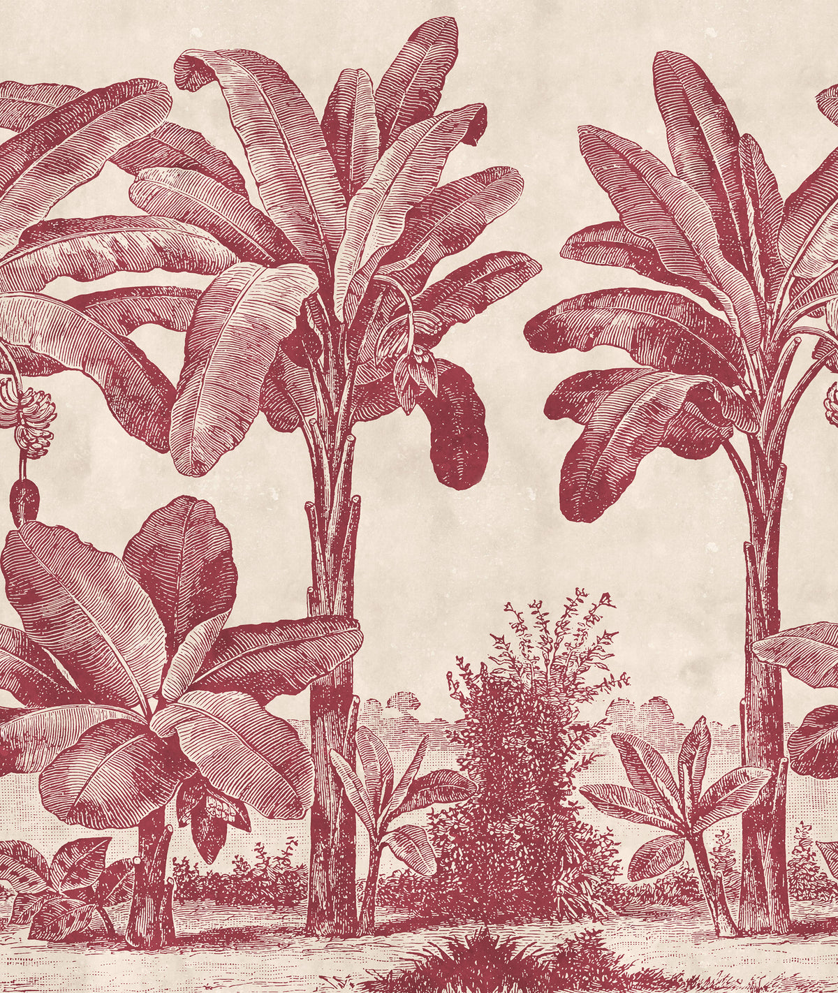 Timeless Tropics, Red Mural Wallpaper - pure wallpaper artwork