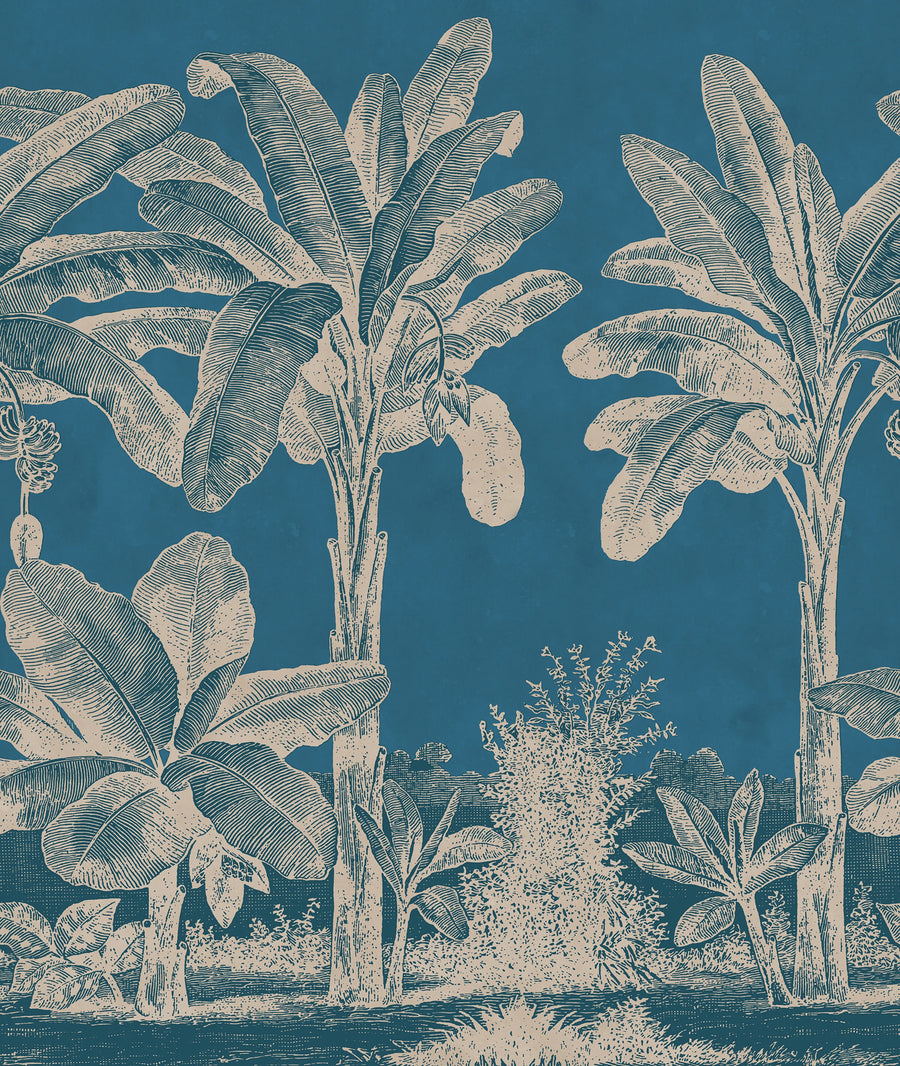 Timeless Tropics, Blue Mural Wallpaper