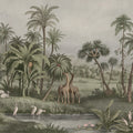 Giraffe Savannah, Green Mural Wallpaper - pure wallpaper artwork