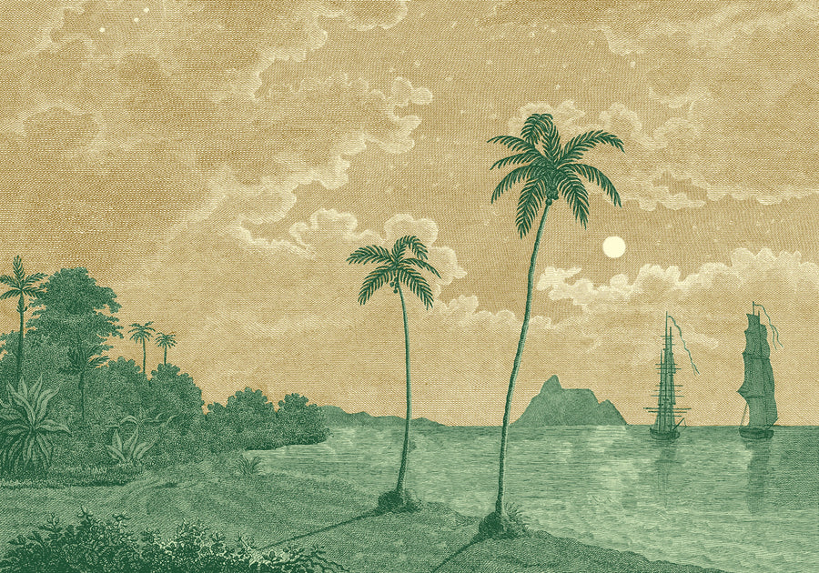 Palm Beach, Yellow Mural Wallpaper
