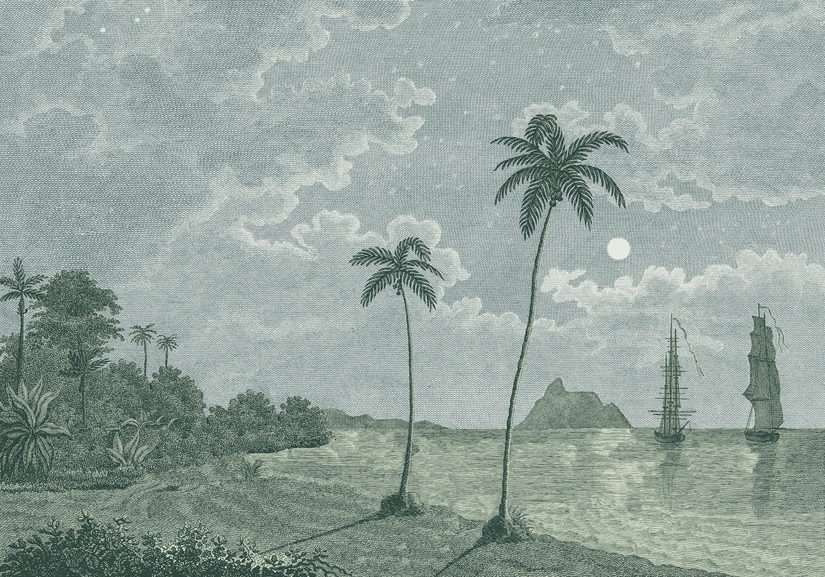 Palm Beach, Blue Mural Wallpaper - pure wallpaper artwork