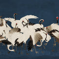 Dancing Cranes, Blue Mural Wallpaper - pure wallpaper artwork
