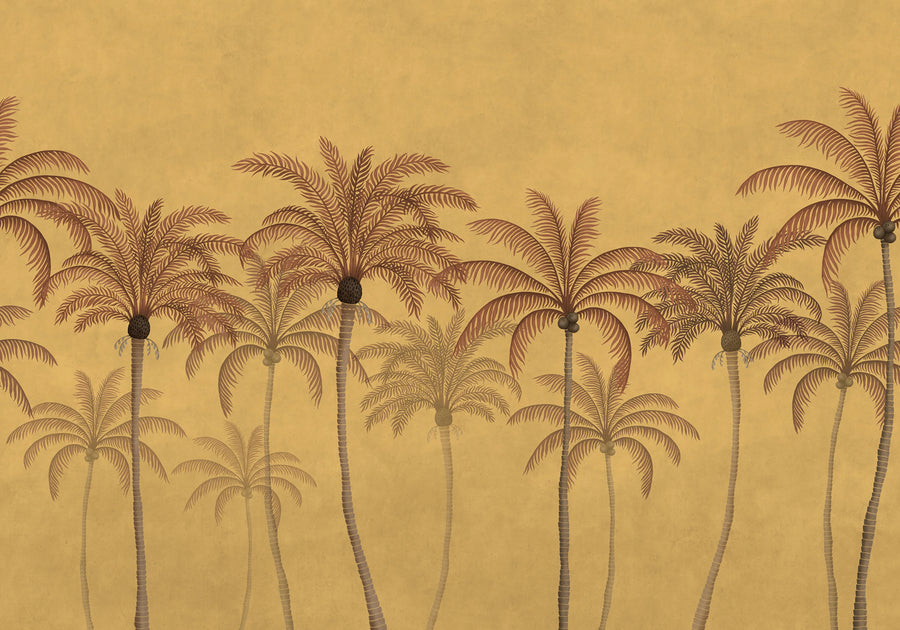 Palm Parade, Yellow Mural Wallpaper