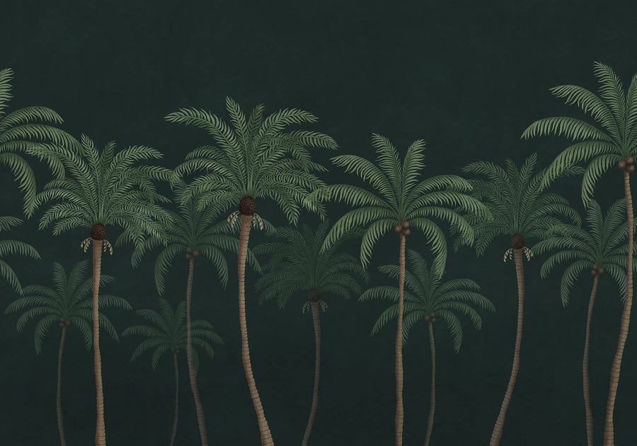 Palm Parade, Black Mural Wallpaper