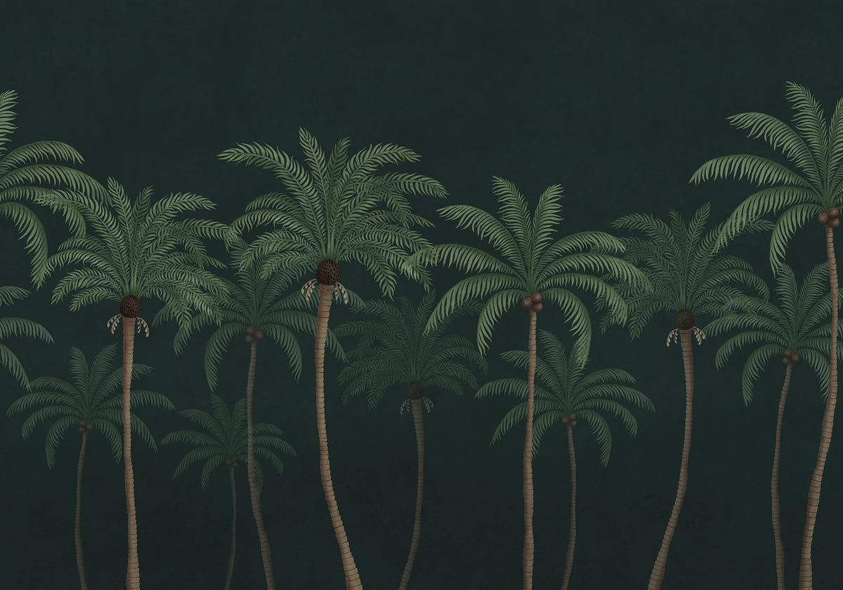Palm Parade, Black Mural Wallpaper - pure wallpaper artwork