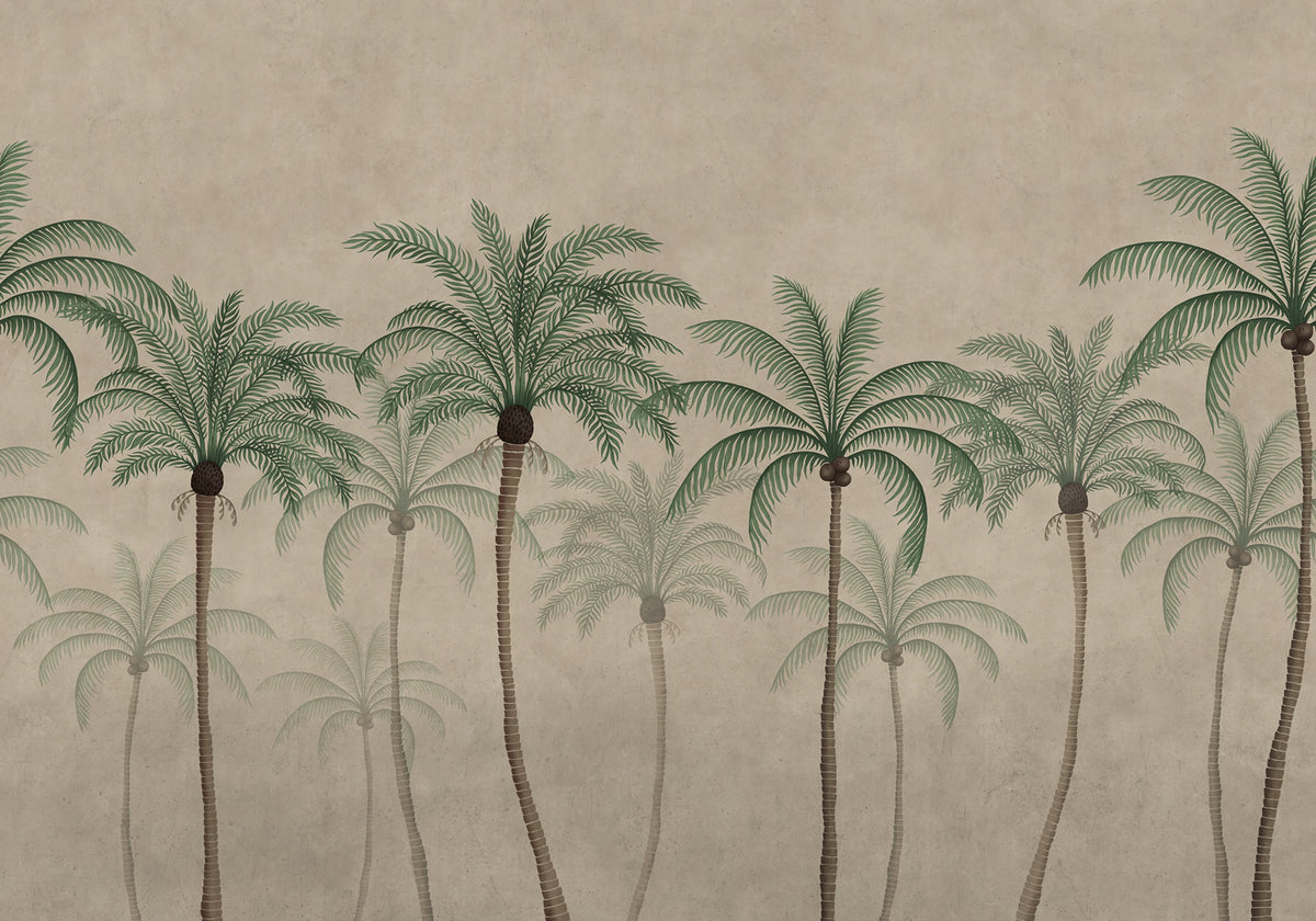 Palm Parade, Beige Mural Wallpaper - pure wallpaper artwork