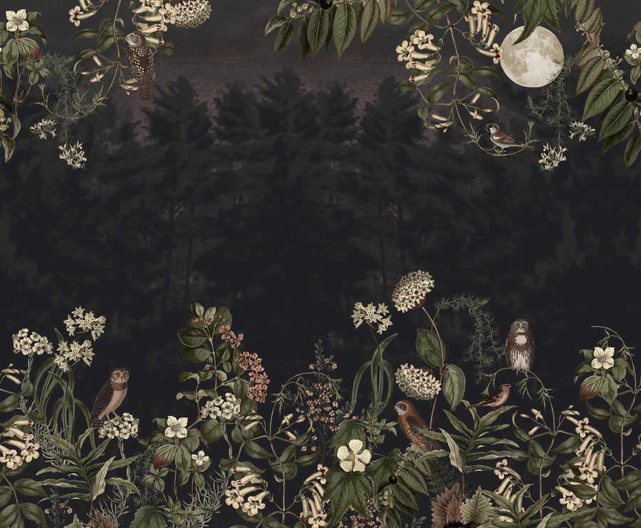 Owl Forest, Night Mural Wallpaper