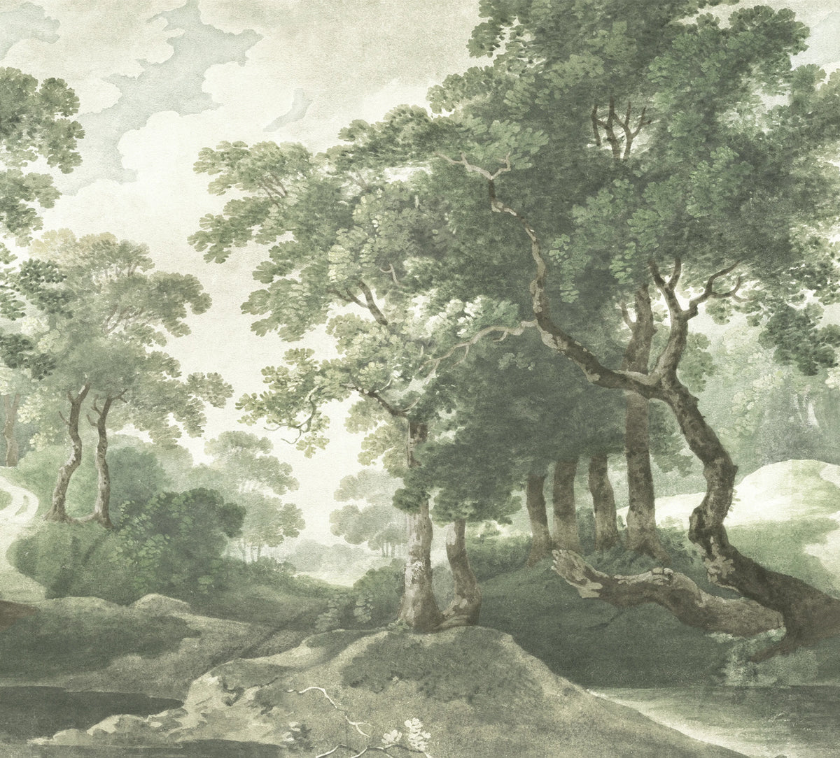 The Vintage Grove, Spring Green Mural Wallpaper - pure wallpaper artwork