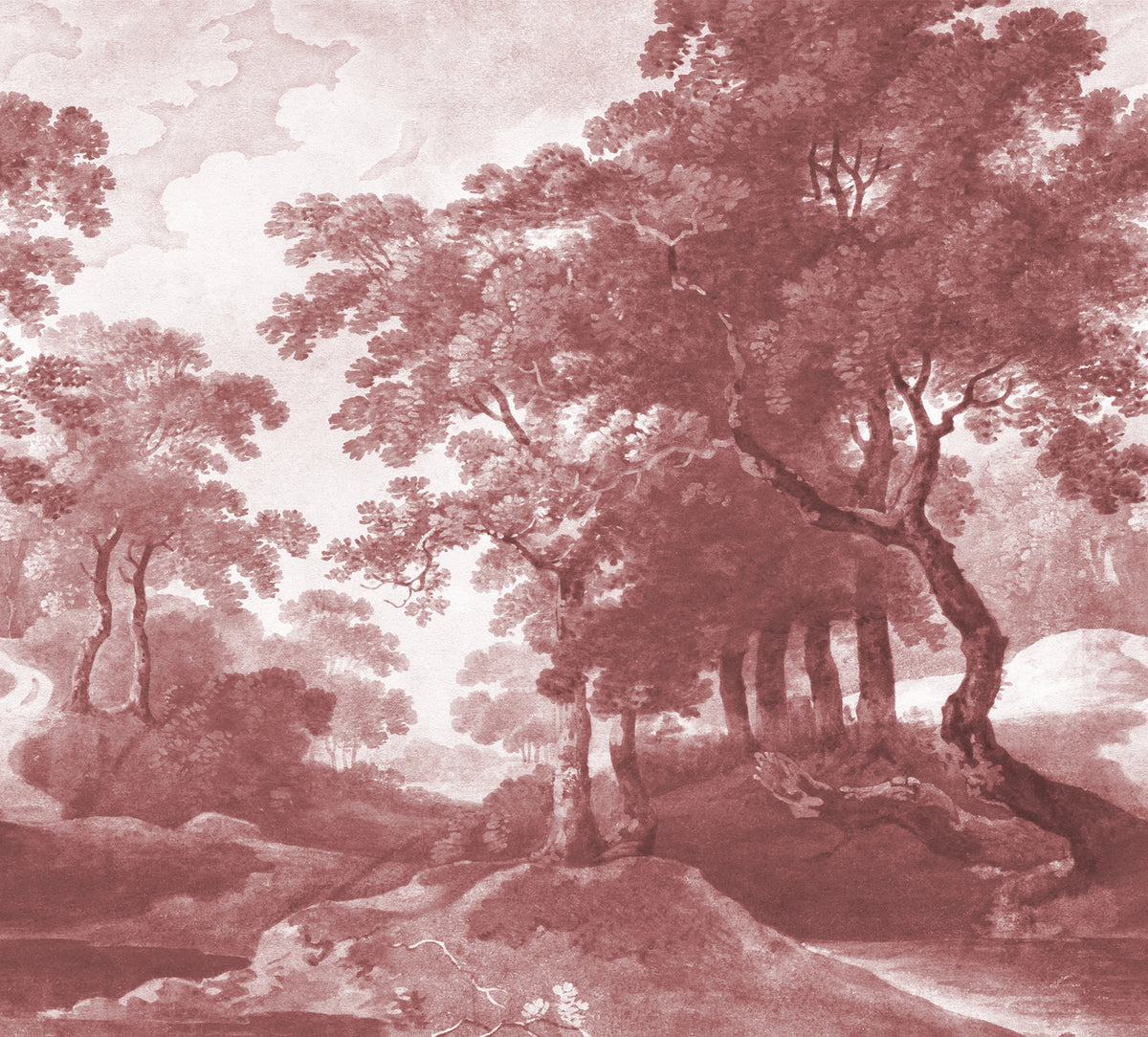 The Vintage Grove, Burgundy Mural Wallpaper - pure wallpaper artwork