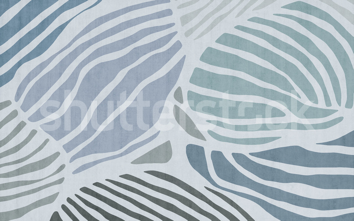 Graphic Leafs, Blue Mural Wallpaper - pure wallpaper artwork