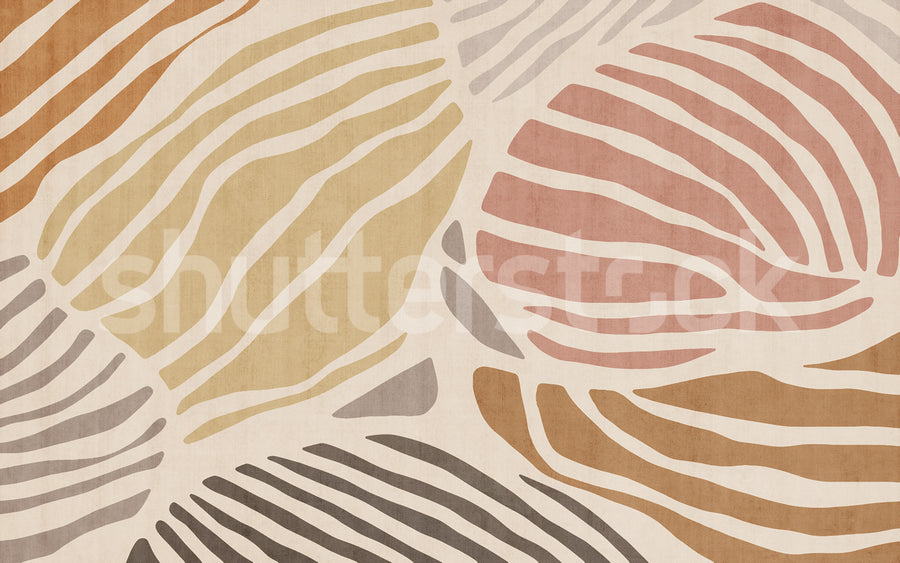 Graphic Leafs, Coral Mural Wallpaper