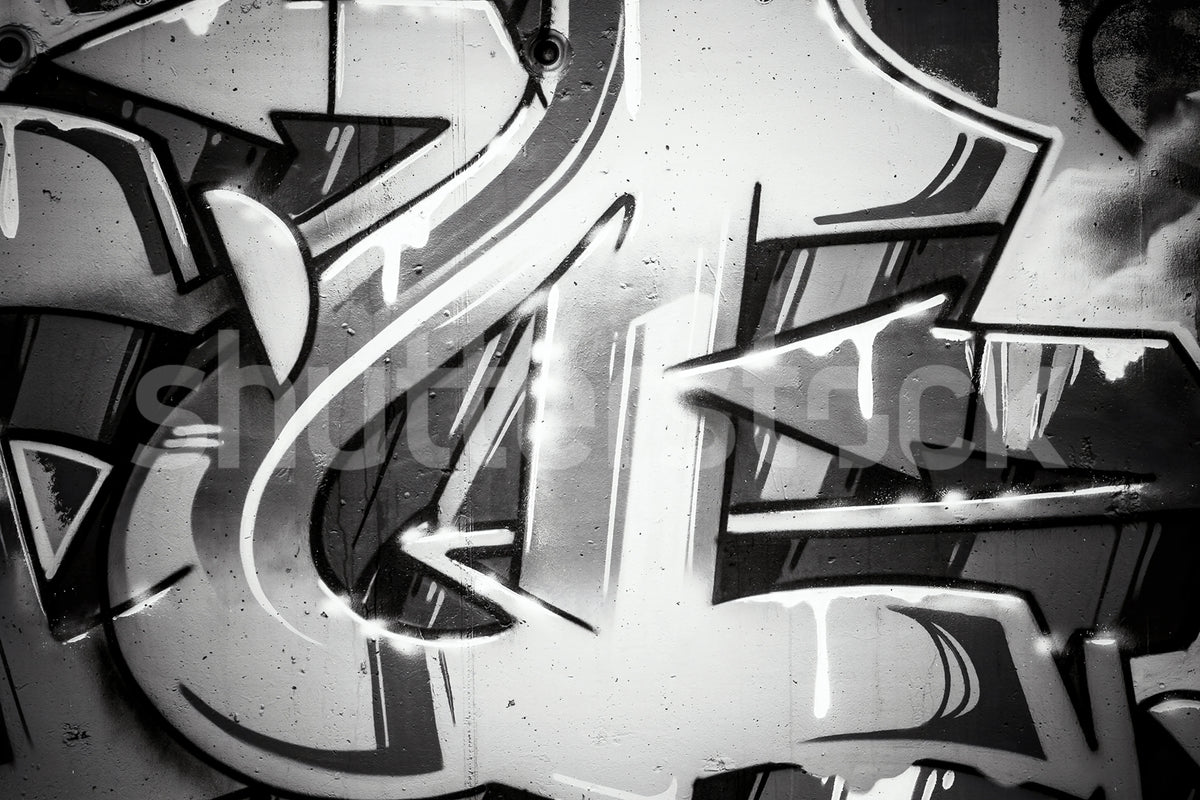 Graffiti Wall, Black & White Mural Wallpaper - pure wallpaper artwork
