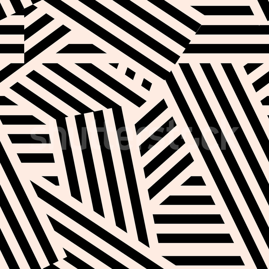 Abstract Stripes, Liquorice & Cream Mural Wallpaper