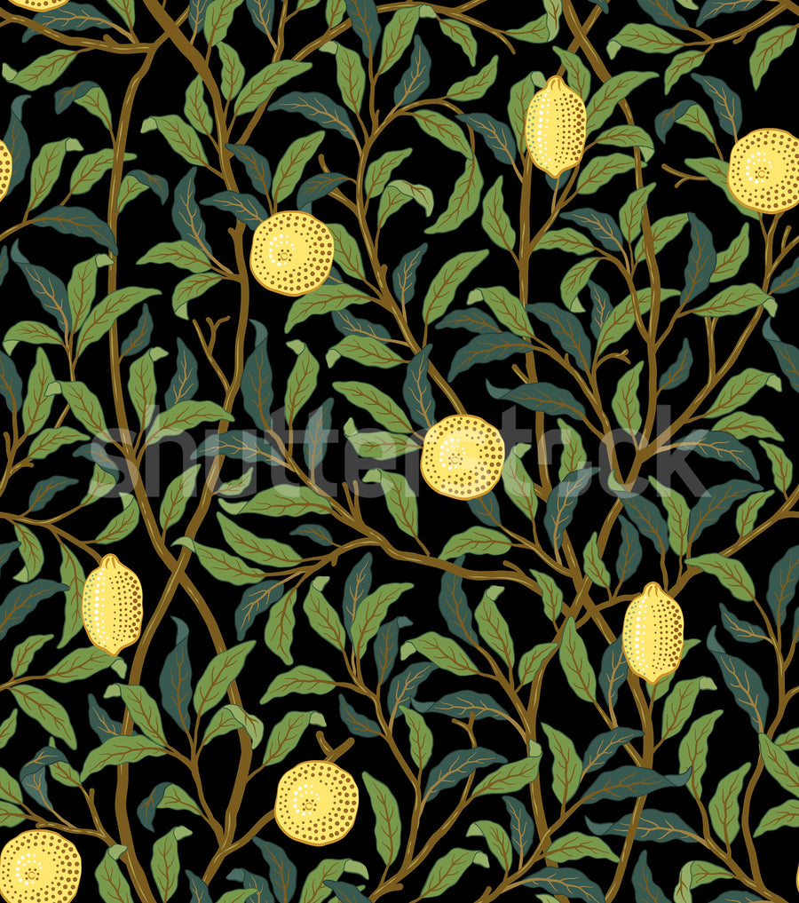 Lemon Garden, Midnight Mural Wallpaper