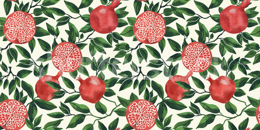 Pomegranate, Green Mural Wallpaper
