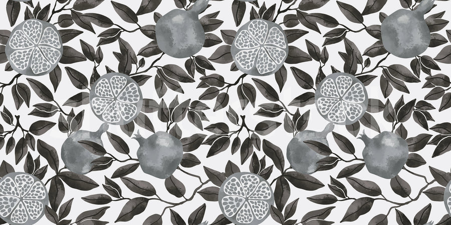Pomegranate, Graphite Mural Wallpaper