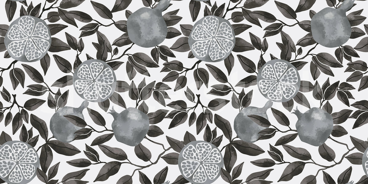 Pomegranate, Graphite Mural Wallpaper - pure wallpaper artwork