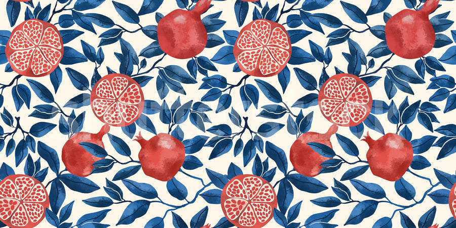 Pomegranate, Blue Mural Wallpaper