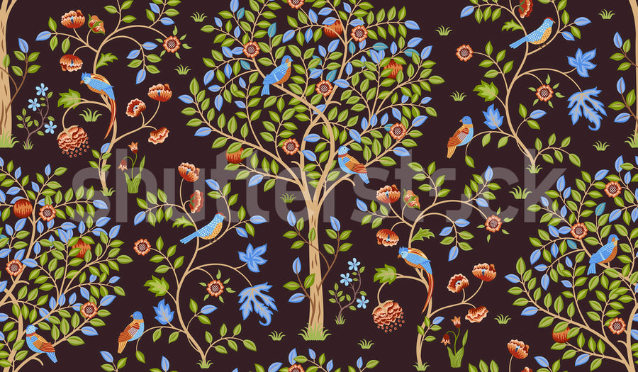 Bird Garden, Midnight Mural Wallpaper